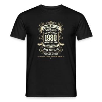 Geboren 1980, Baujahr 1980 Geburtstags Shirt Retro - Männer T-Shirt - Schwarz - Vorne - AI Model Male 178 light (178cm)