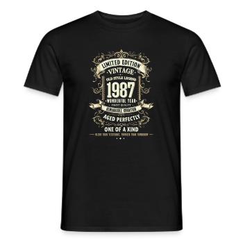 Geboren 1987, Baujahr 1987 Geburtstags Shirt 80er - Männer T-Shirt - Schwarz - Vorne - AI Model Male 178 light (178cm)