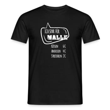 "Ich spar für Malle" - Humorvolles Zitat Design - Männer T-Shirt - Schwarz - Vorne - AI Model Male 178 light (178cm)