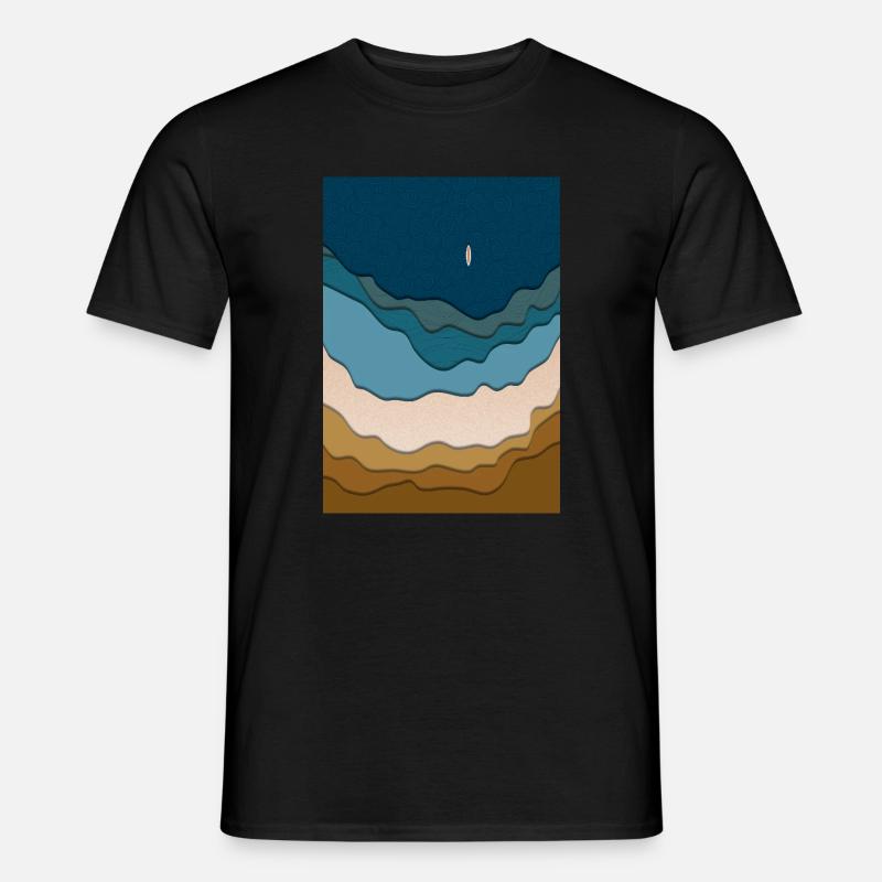 Abstraktes Strand-Design - Surfboard im Ozean - Männer T-Shirt - Schwarz
