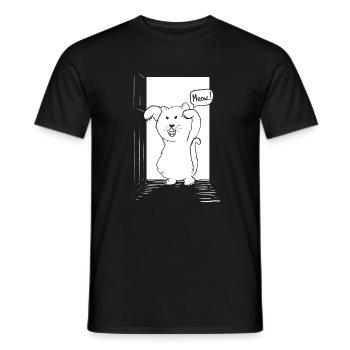 Chat devant la porte pour Halloween - T-shirt homme - noir - Devant - AI Model Male 178 light (178cm)