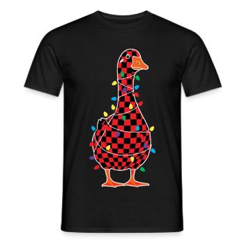 Humour Oie Noël Plaid Rouge Carreaux - T-shirt homme - noir - Devant - AI Model Male 178 light (178cm)