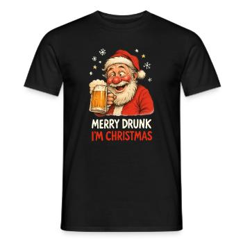 Santa Claus Beer Drunk Funny Beer Drinker - Men's T-Shirt - black - Front - AI Model Male 178 light (178cm)