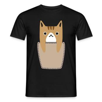 Brusttasche mit Katze - Männer T-Shirt - Schwarz - Vorne - AI Model Male 178 light (178cm)