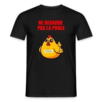 Nicht auf das Huhn schauen – Absurder Humor - Männer T-Shirt - Schwarz - Vorne - AI Model Male 178 light (178cm)