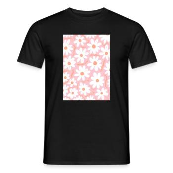 Marguerites roses - T-shirt homme - noir - Devant - AI Model Male 178 light (178cm)