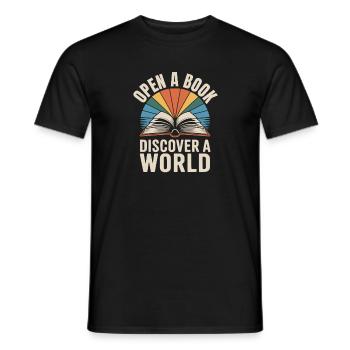 Buch entdecken Sie die Welt beim Lesen von Büchern - Männer T-Shirt - Schwarz - Vorne - AI Model Male 178 light (178cm)