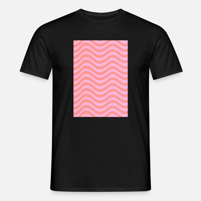 Stripe Wave Pattern - Pink Customizable - Men’s T-shirt - black