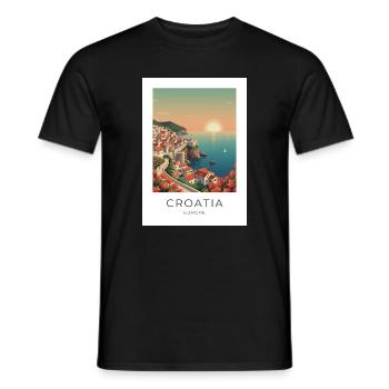 Croatian Coastal Idyll Sunset - Men's T-Shirt - black - Front - AI Model Male 178 light (178cm)
