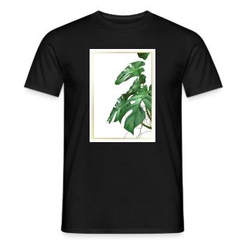 Feuilles de monstera dans un cadre doré - T-shirt homme - noir - Devant - AI Model Male 178 light (178cm)