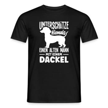 Alter Mann Mit Dackel - Männer T-Shirt - Schwarz - Vorne - AI Model Male 178 light (178cm)