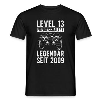 Level 13 Jahre Geburtstagsshirt Junge Gamer 2009 G - Männer T-Shirt - Schwarz - Vorne - AI Model Male 178 light (178cm)