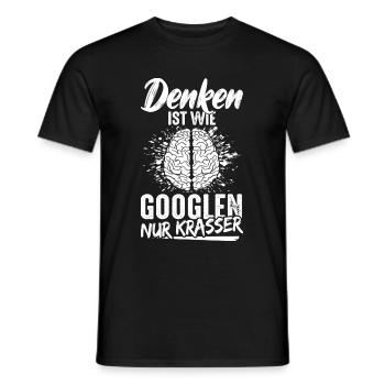 Penser, c’est comme chercher sur Google seulement des informations cérébrales grossières. - T-shirt homme - noir - Devant - AI Model Male 178 light (178cm)