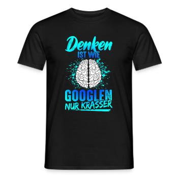 Penser, c’est comme chercher sur Google, juste un dicton drôle flagrant - T-shirt homme - noir - Devant - AI Model Male 178 light (178cm)