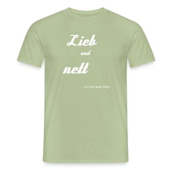 lieb und nett ist nicht mein ding Geschenkidee - Männer T-Shirt - Sage - Vorne - AI Model Male 178 light (178cm)