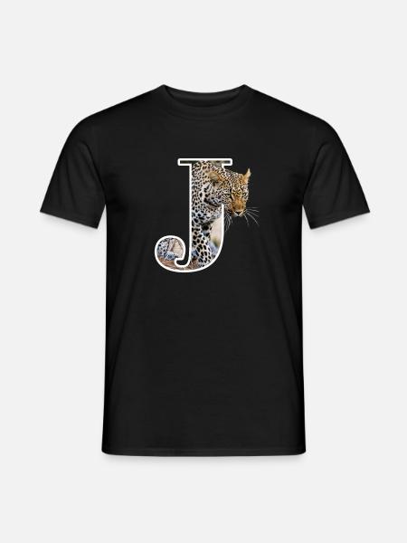 J Jaguar alphabet animals - Men's T-Shirt - black