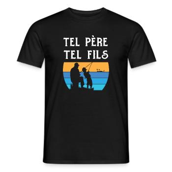 Tel père tel fils pêche idée cadeau t-shirt - T-shirt homme - noir - Devant - AI Model Male 178 light (178cm)