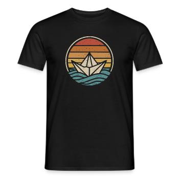 Boot Papierschiff Kapitän Bootsbesitzer Vintage - Männer T-Shirt - Schwarz - Vorne - AI Model Male 178 light (178cm)
