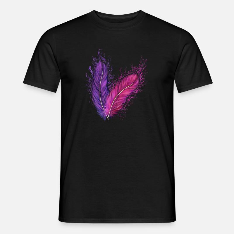 Feder, Vogelfeder, Tatoo, Indianerfeder - Männer T-Shirt - Schwarz