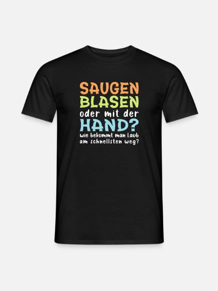Saugen oder mit der Hand ? - Männer T-Shirt - Schwarz
