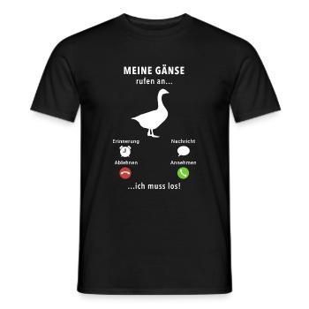 Meine Gänse rufen an - ich muss los - Spruch - Männer T-Shirt - Schwarz - Vorne - AI Model Male 178 light (178cm)