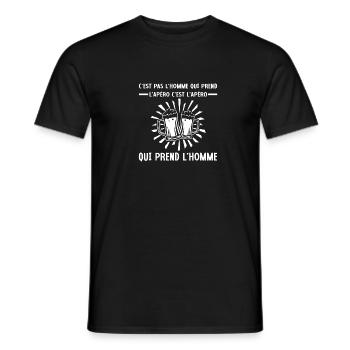 C'est pas l'homme qui prend l'apéro - T-shirt homme - noir - Devant - AI Model Male 178 light (178cm)