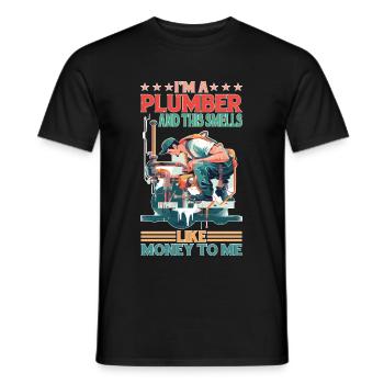 Je suis plombier et ça sent l’argent pour moi - T-shirt homme - noir - Devant - AI Model Male 178 light (178cm)