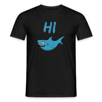 Hai, Hi, Haifisch, Hallo, cooles T-Shirt Geschenk - Männer T-Shirt - Schwarz - Vorne - AI Model Male 178 light (178cm)
