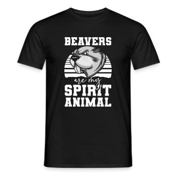 Beaver Bober Natural Wood - Men's T-Shirt - black - Front - AI Model Male 178 light (178cm)