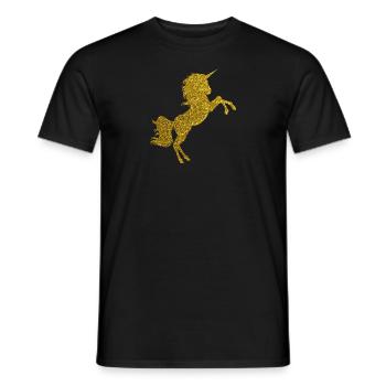 Golden Unicorn - Goldenes Einhorn Gold Glitzer - Männer T-Shirt - Schwarz - Vorne - AI Model Male 178 light (178cm)