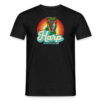 Plucked instrument: Celtic harp, harpist, harpist - Men's T-Shirt - black - Front - AI Model Male 178 light (178cm)