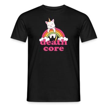 Lustig Deathcore Einhorn Katze Regenbogen Metal - Männer T-Shirt - Schwarz - Vorne - AI Model Male 178 light (178cm)