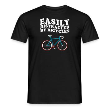 Easily Distracted By Bicycles Bicycle Wheel Bike - Men's T-Shirt - black - Front - AI Model Male 178 light (178cm)