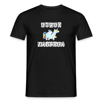 Pixel Einhorn Retro weisse Schrift - Männer T-Shirt - Schwarz - Vorne - AI Model Male 178 light (178cm)