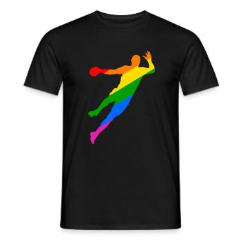 bunter Handballspieler - mehr Toleranz im Sport - Männer T-Shirt - Schwarz - Vorne - AI Model Male 178 light (178cm)