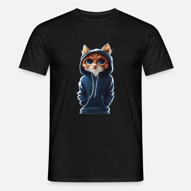 Katze mit Pulli 2 - Männer T-Shirt - Schwarz