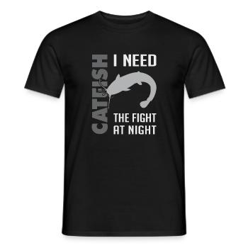 Combat de pêche au poisson-chat avec le poisson-chat fort - T-shirt homme - noir - Devant - AI Model Male 178 light (178cm)