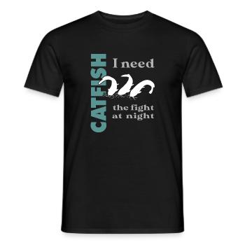 Combat de pêche au poisson-chat avec le poisson-chat fort - T-shirt homme - noir - Devant - AI Model Male 178 light (178cm)