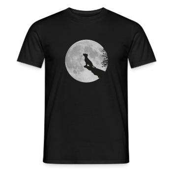 Full moon Cliff dog puppy puppy werewolf howl - Men's T-Shirt - black - Front - AI Model Male 178 light (178cm)