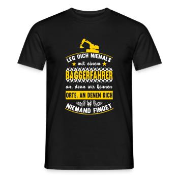 Leg dich niemals mit einem Baggerfahrer an - Männer T-Shirt - Schwarz - Vorne - AI Model Male 178 light (178cm)