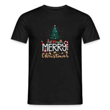 Christmas 24.12. Christmas Tree Holy Night Holy - Men's T-Shirt - black - Front - AI Model Male 178 light (178cm)