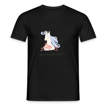 Unicorn loves flowers - Men's T-Shirt - black - Front - AI Model Male 178 light (178cm)