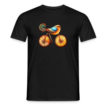 Zauberhaftes Leben mit Vogel auf dem Fahrrad, Kunst inspirieren - Männer T-Shirt - Schwarz - Vorne - AI Model Male 178 light (178cm)