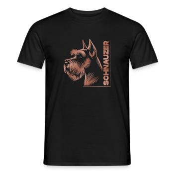 Schnauzer Portrait Dessin Tête Or Rose - T-shirt homme - noir - Devant - AI Model Male 178 light (178cm)
