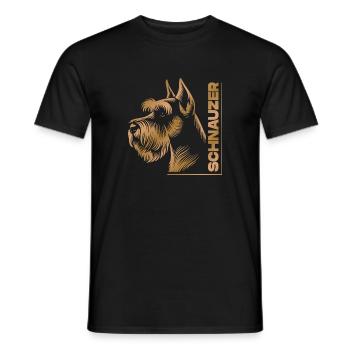Portrait de Schnauzer dessin tête or - T-shirt homme - noir - Devant - AI Model Male 178 light (178cm)