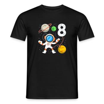 Anniversaire du petit astronaute 8 ans - T-shirt homme - noir - Devant - AI Model Male 178 light (178cm)