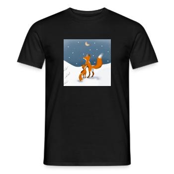 Foxes in the snow - Men's T-Shirt - black - Front - AI Model Male 178 light (178cm)