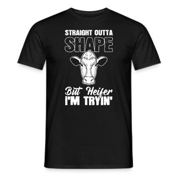 Straight Outta Shape But Heifer, I'm Tryin' Vieh - Männer T-Shirt - Schwarz - Vorne - AI Model Male 178 light (178cm)