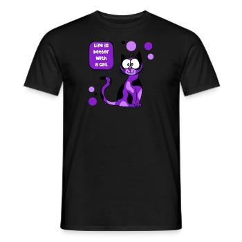 La vie est meilleure avec un chat ! - T-shirt homme - noir - Devant - AI Model Male 178 light (178cm)