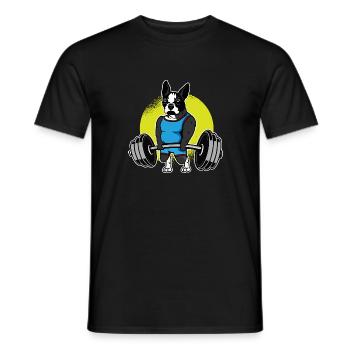 Boston Terrier Haltérophilie I Drôle De Soulevé de Terre - T-shirt homme - noir - Devant - AI Model Male 178 light (178cm)